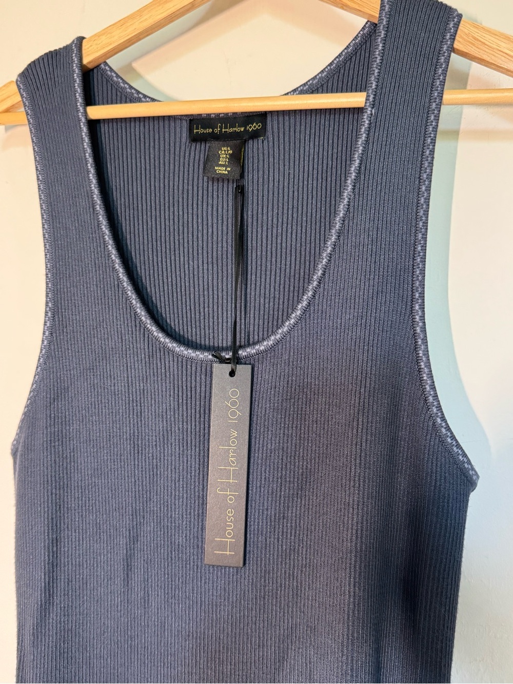 House of Harlow 1960 Luxe Essentials Ribbed Maxi Dress Large Navy NWT - Picture 3 of 8